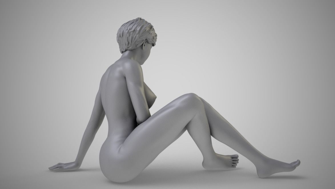 Girl Sitting Sideways 3D print model_3