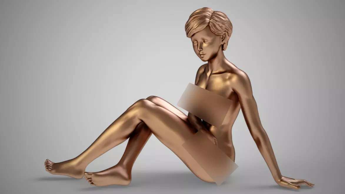 Girl Sitting Sideways 3D print model_0