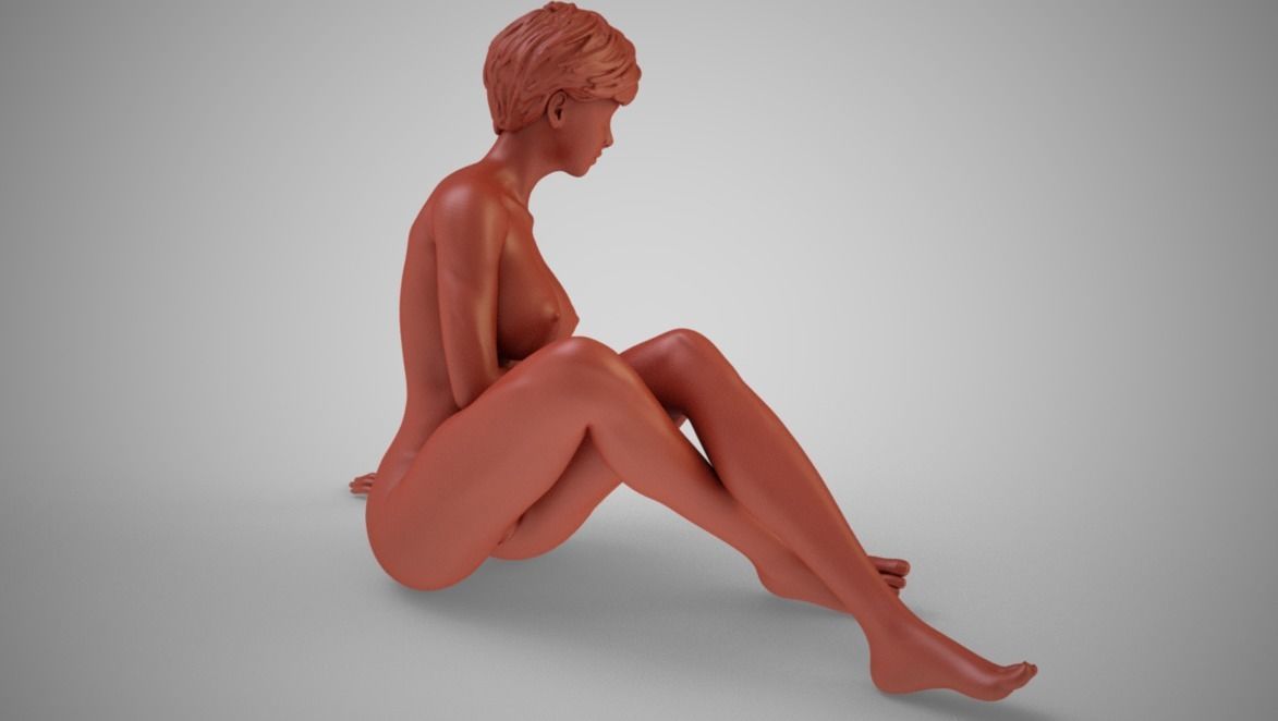 Girl Sitting Sideways 3D print model_7
