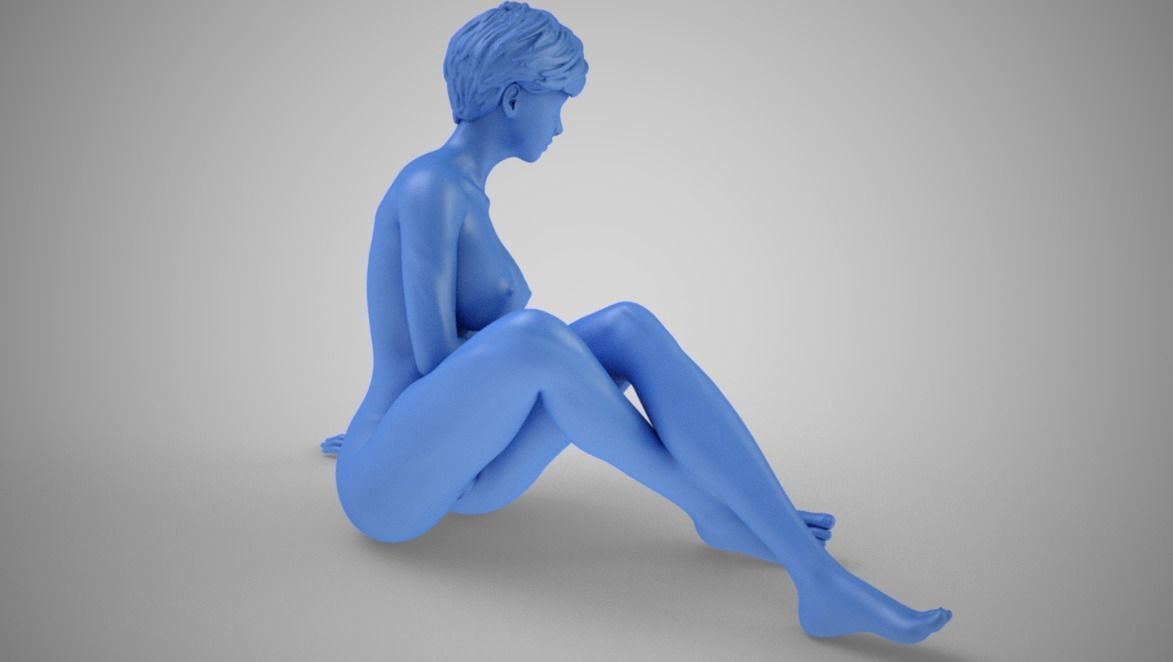 Girl Sitting Sideways 3D print model_8