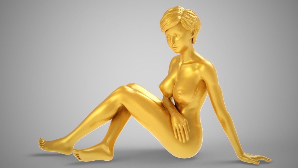 Girl Sitting Sideways 3D print model_12