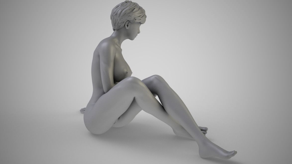 Girl Sitting Sideways 3D print model_5