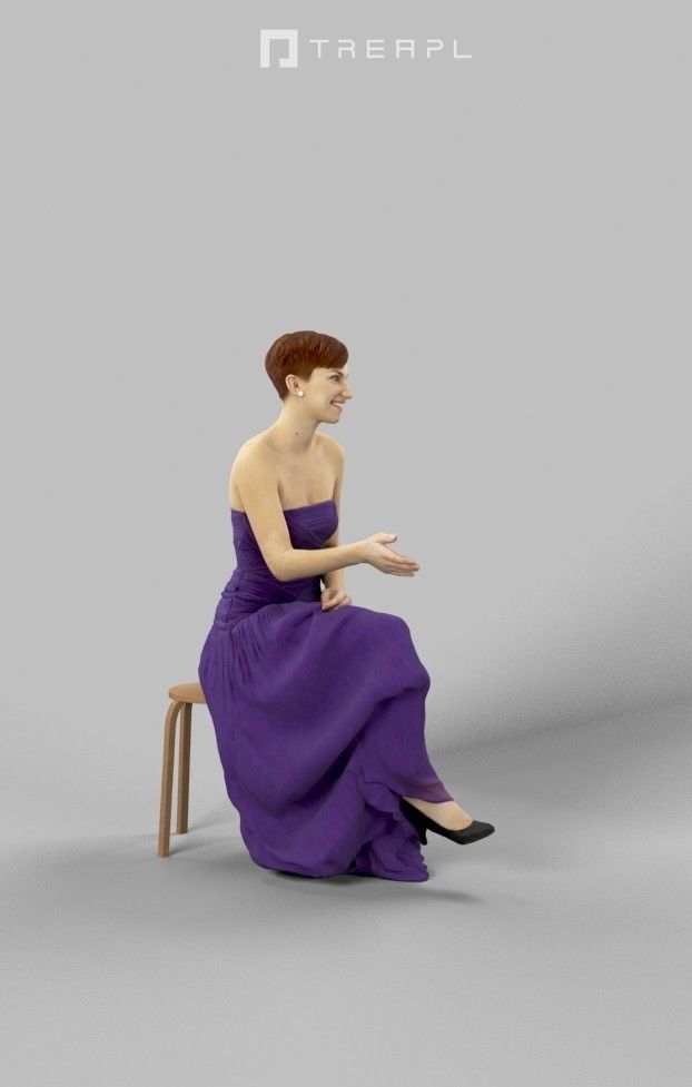 10x Sitting Woman Casual Man Cafeteria Waitress Vol02 Scanned 3D Model Collection_52