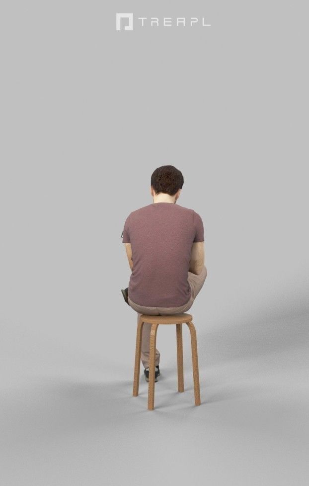 10x Sitting Woman Casual Man Cafeteria Waitress Vol02 Scanned 3D Model Collection_4