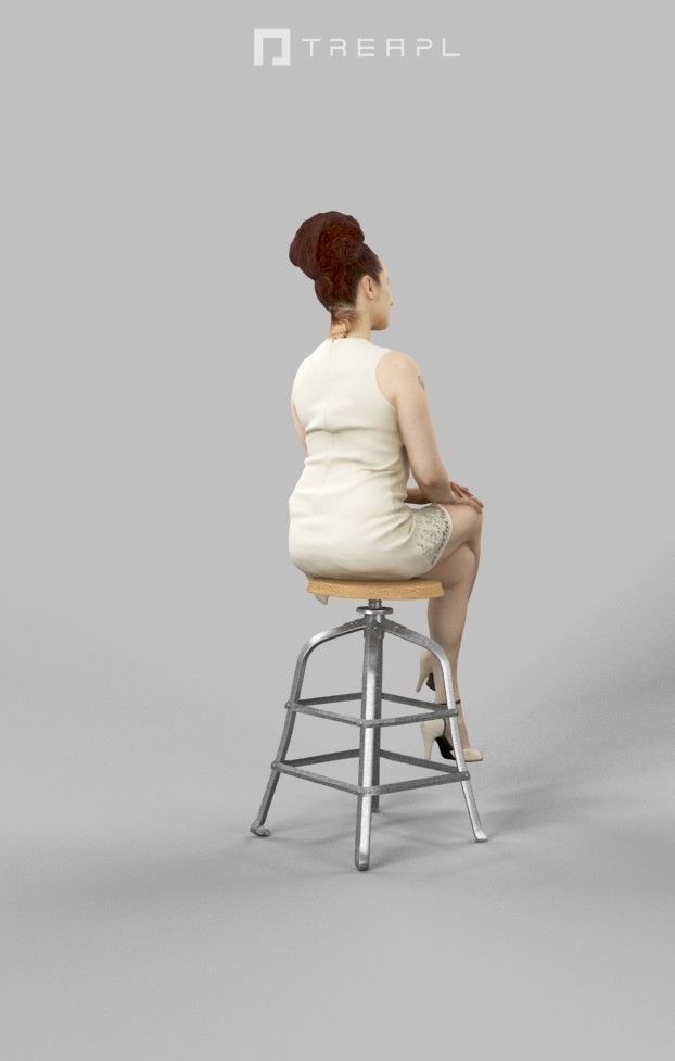 10x Sitting Woman Casual Man Cafeteria Waitress Vol02 Scanned 3D Model Collection_23