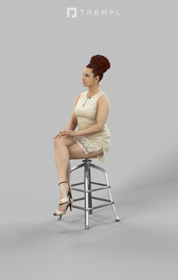 10x Sitting Woman Casual Man Cafeteria Waitress Vol02 Scanned 3D Model Collection_26