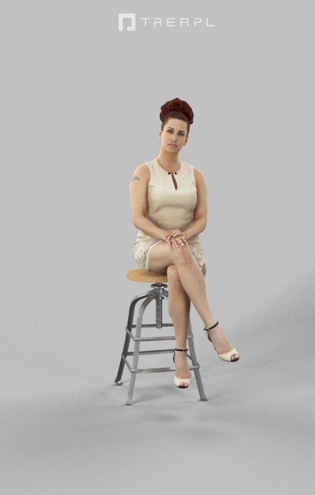 10x Sitting Woman Casual Man Cafeteria Waitress Vol02 Scanned 3D Model Collection_25