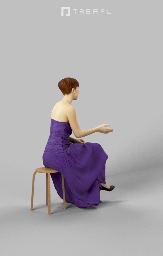 10x Sitting Woman Casual Man Cafeteria Waitress Vol02 Scanned 3D Model Collection_56