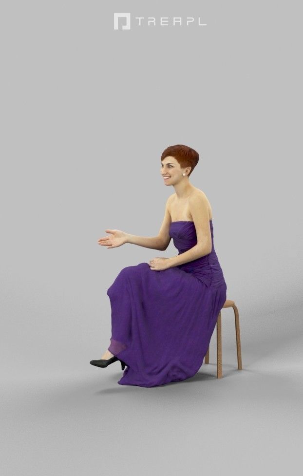 10x Sitting Woman Casual Man Cafeteria Waitress Vol02 Scanned 3D Model Collection_51