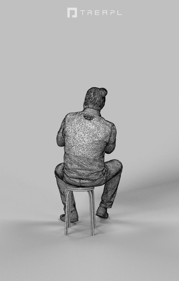 10x Sitting Woman Casual Man Cafeteria Waitress Vol02 Scanned 3D Model Collection_20