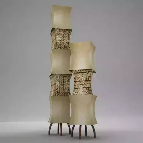 lamp06 floor lamp with three tiers of paper Low-poly 3D model