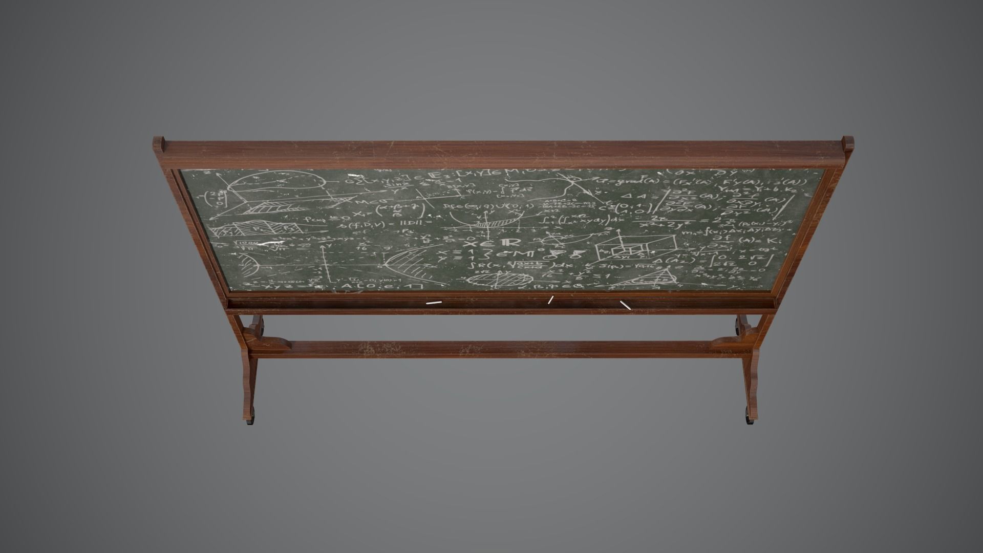 CHALKBOARD Game Ready Low Poly blackboard on wheels Low-poly 3D model_7
