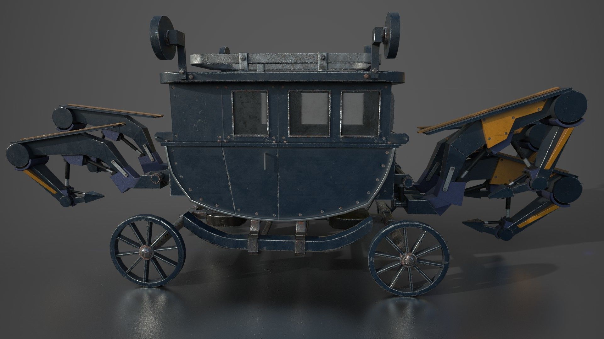 Carriage with Mechanical Legs Low-poly 3D model_3