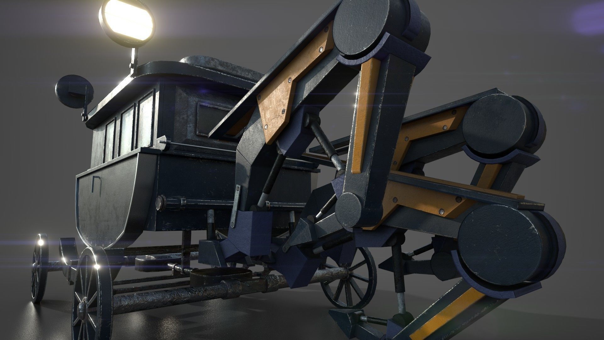 Carriage with Mechanical Legs Low-poly 3D model_6
