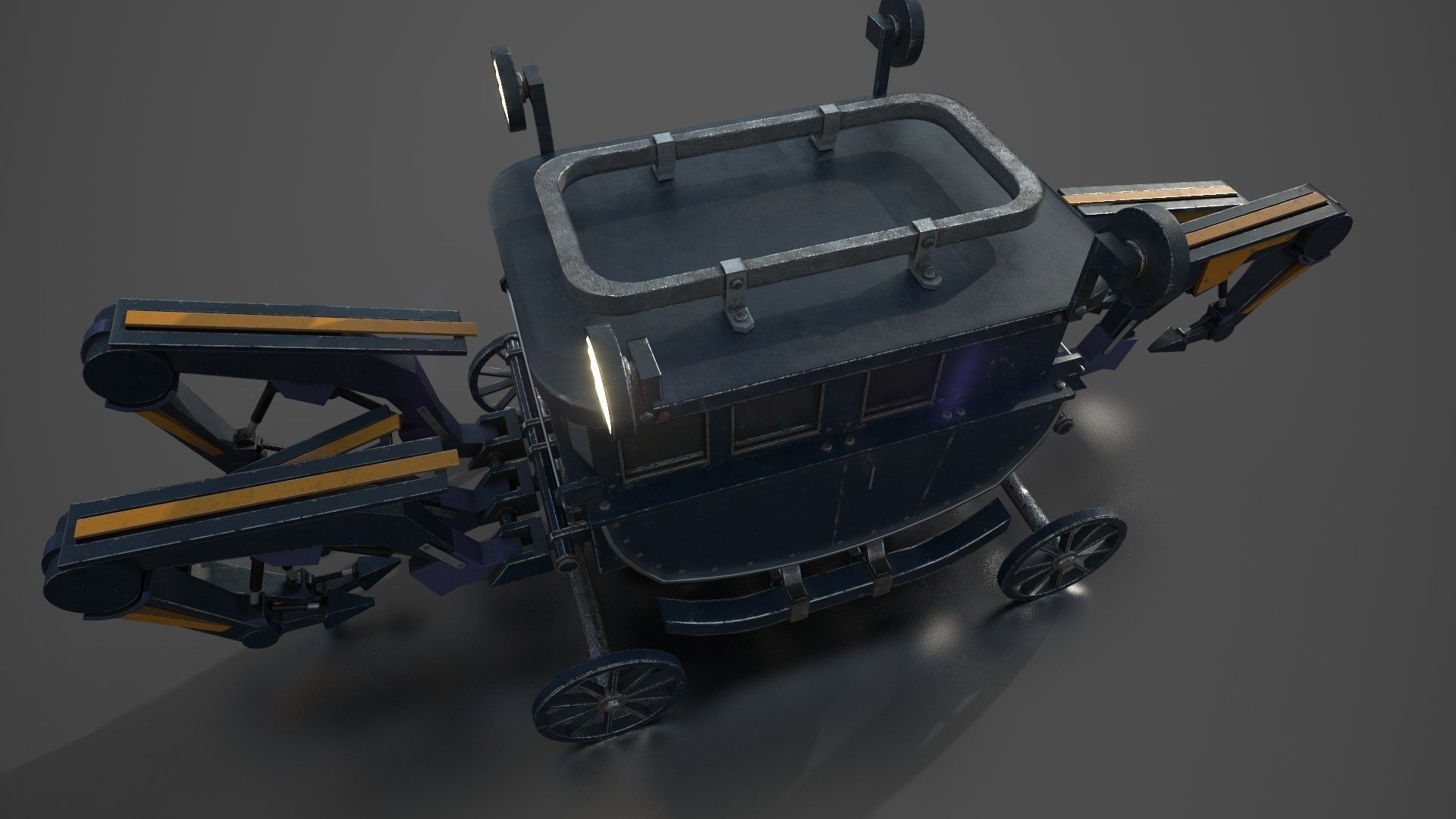 Carriage with Mechanical Legs Low-poly 3D model_4