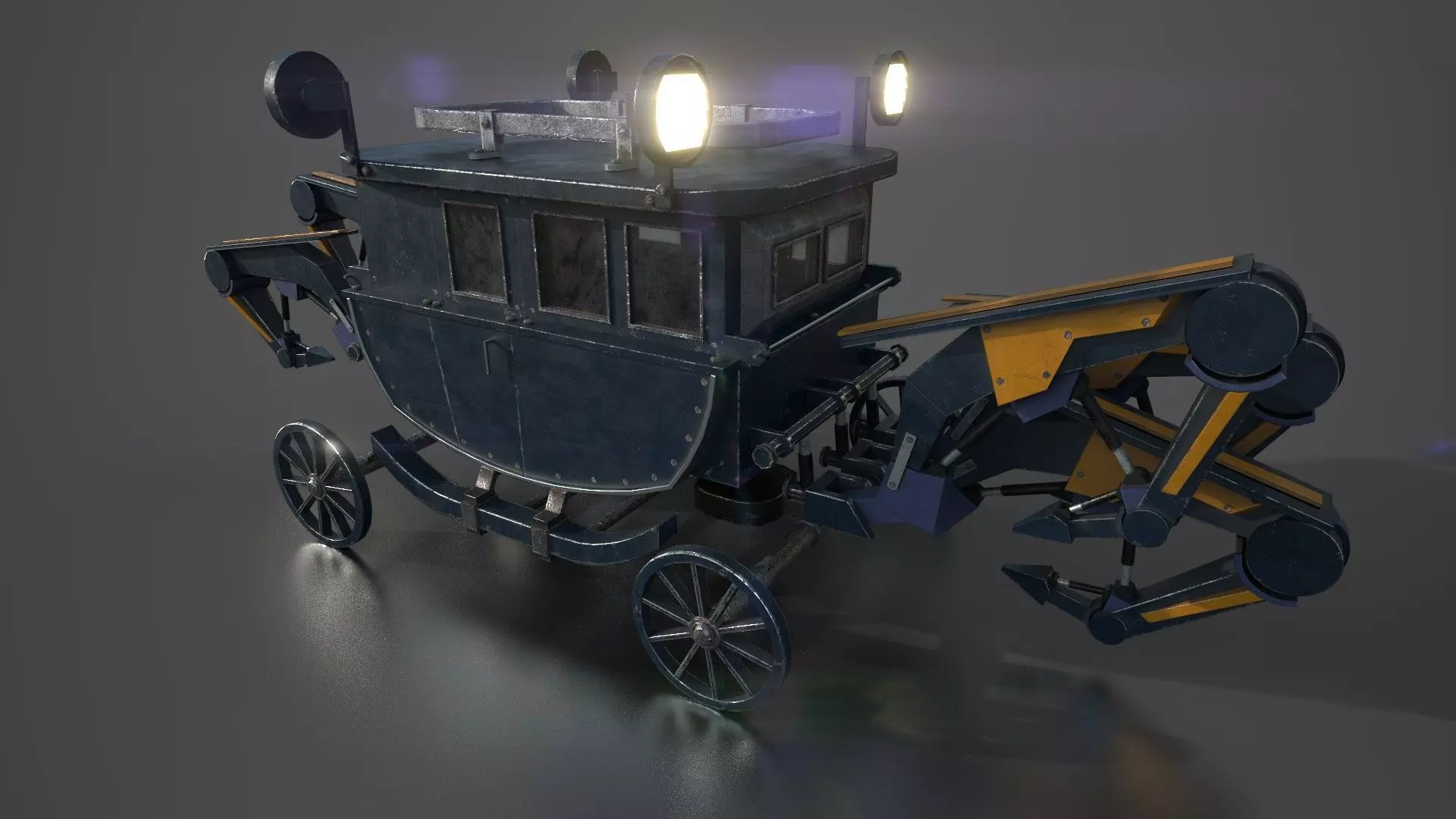 Carriage with Mechanical Legs Low-poly 3D model_0