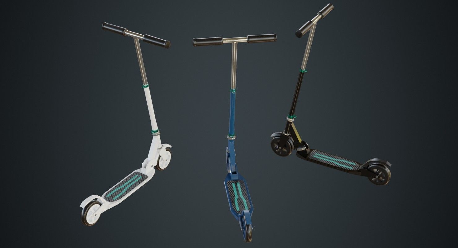 Kick Scooter 2A Low-poly 3D model_1