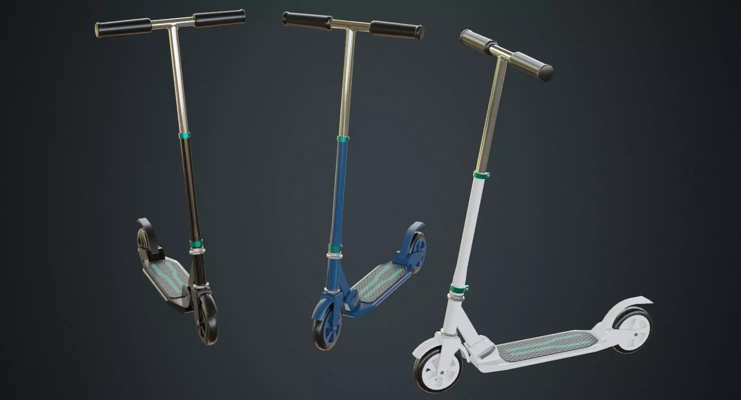 Kick Scooter 2A Low-poly 3D model_0