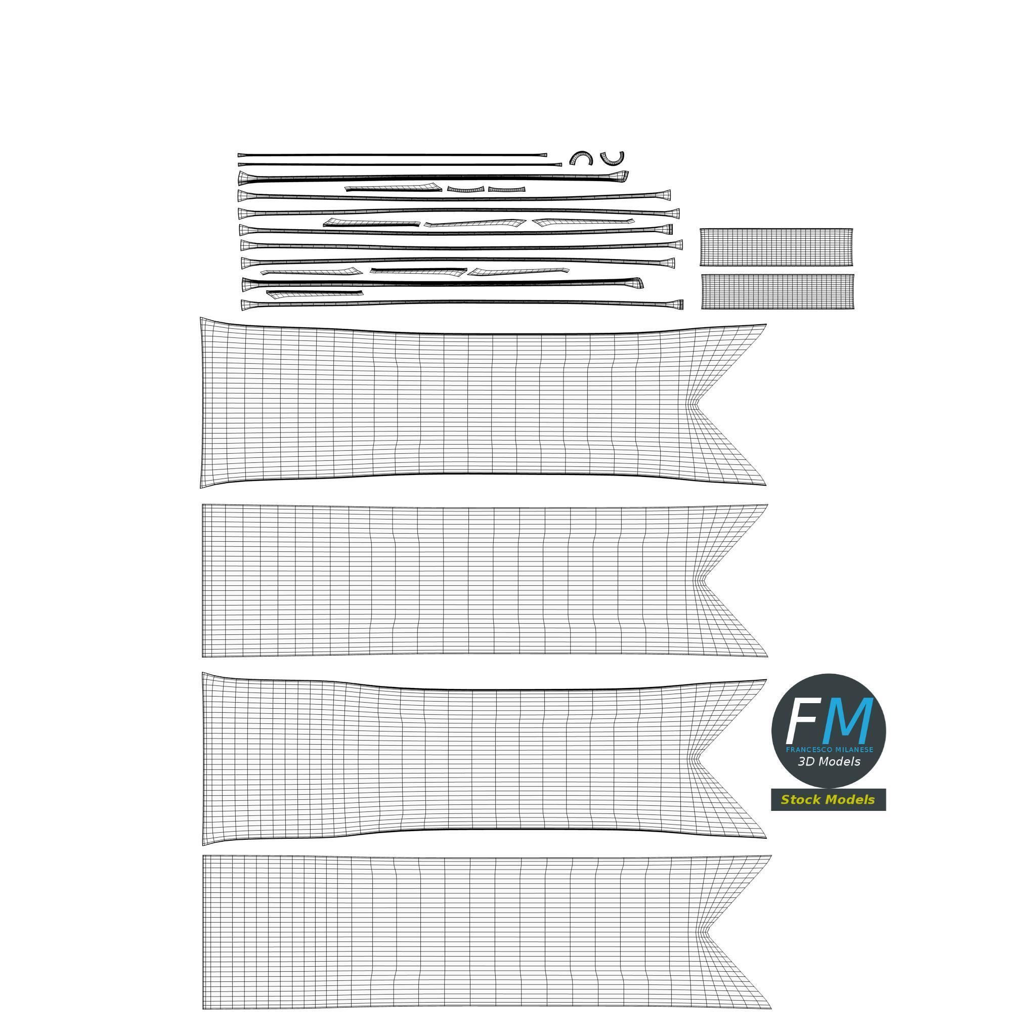 Long medieval banner 3D model_11