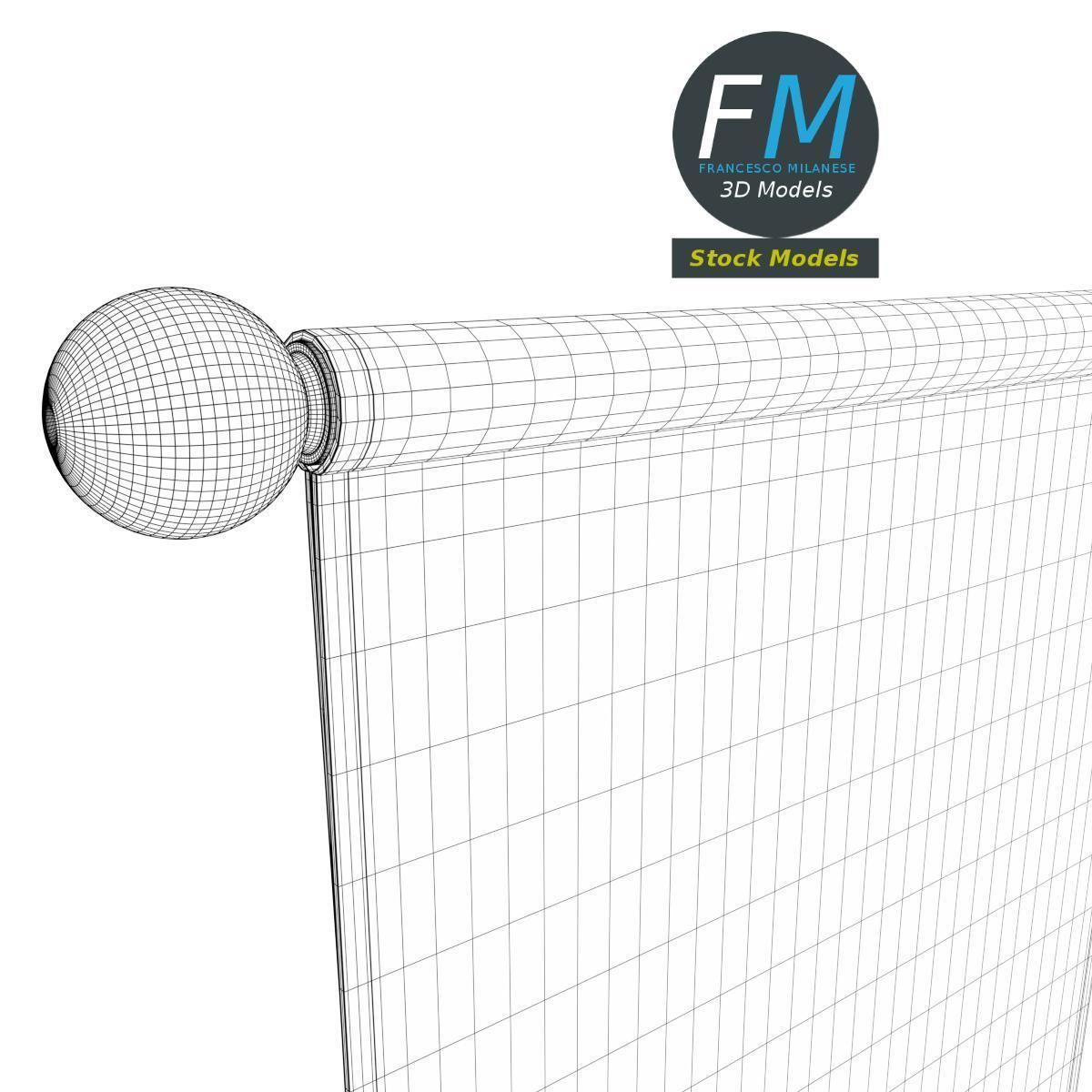 Long medieval banner 3D model_8