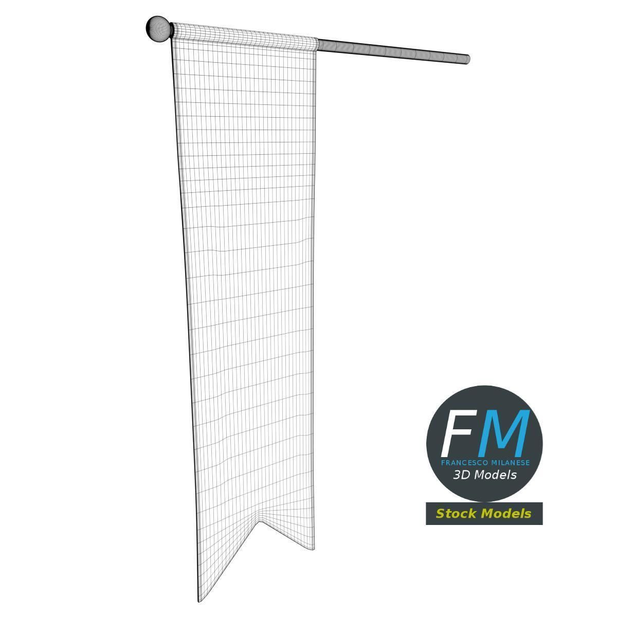 Long medieval banner 3D model_7