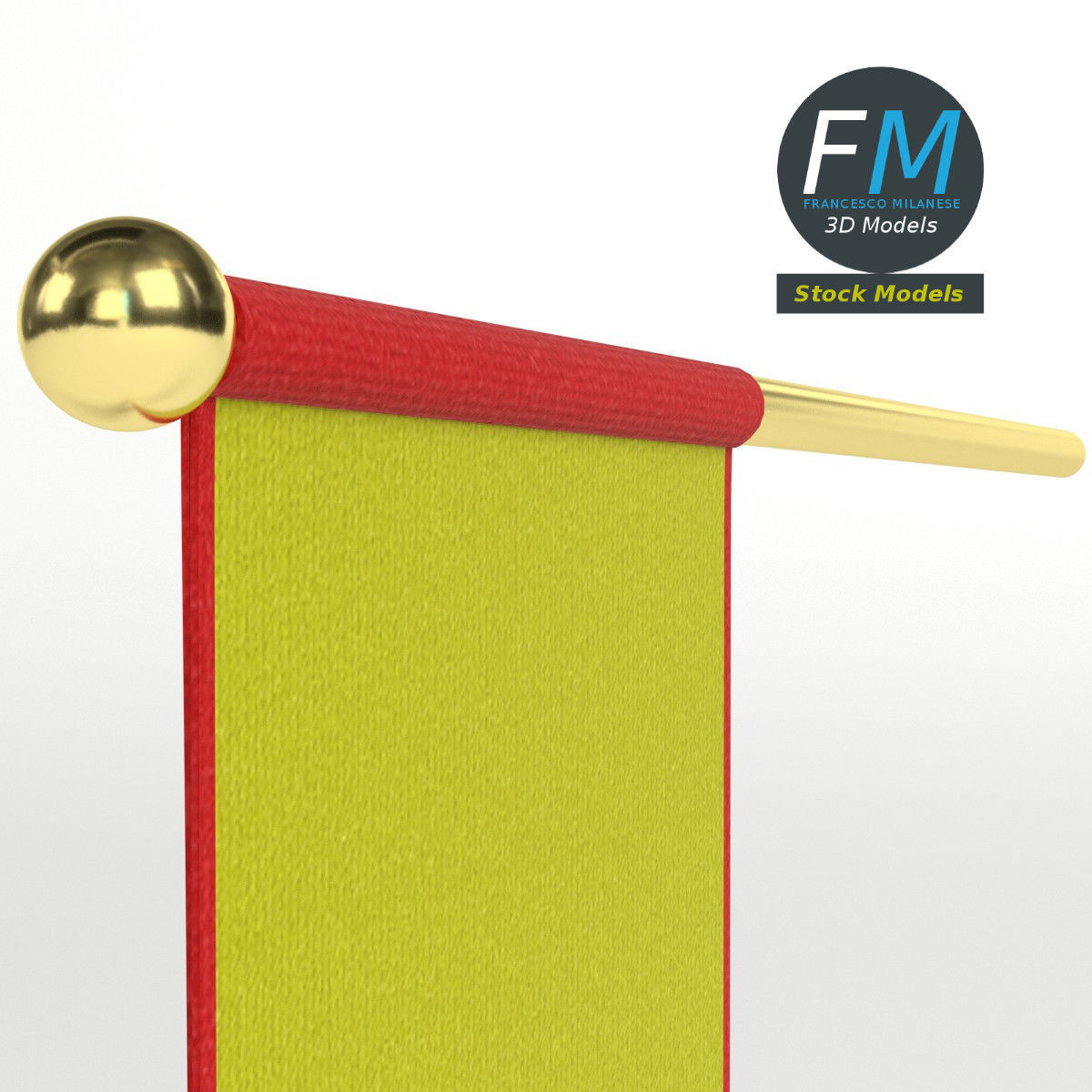 Long medieval banner 3D model_4