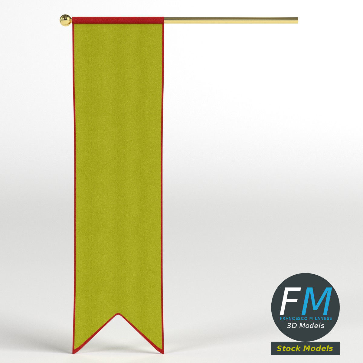 Long medieval banner 3D model_3