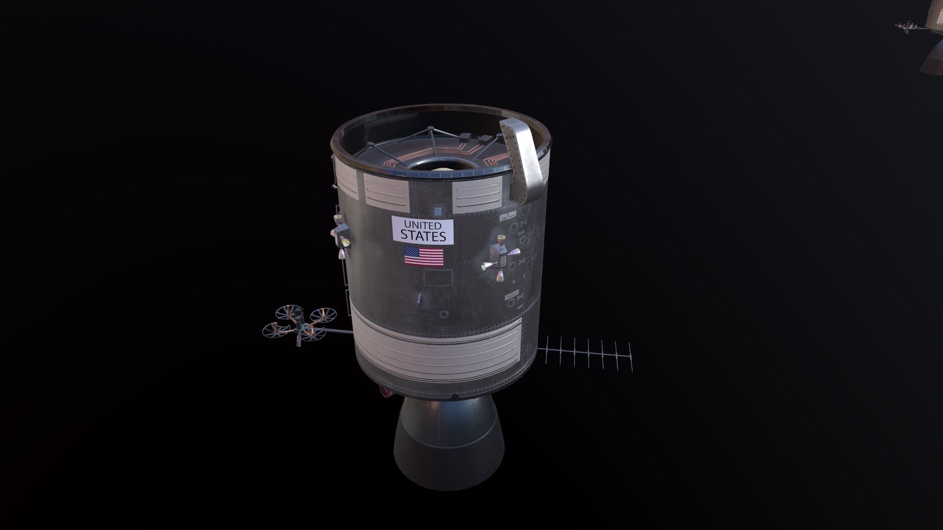 Apollo command Service module and Lunar Module  Low-poly 3D model_28