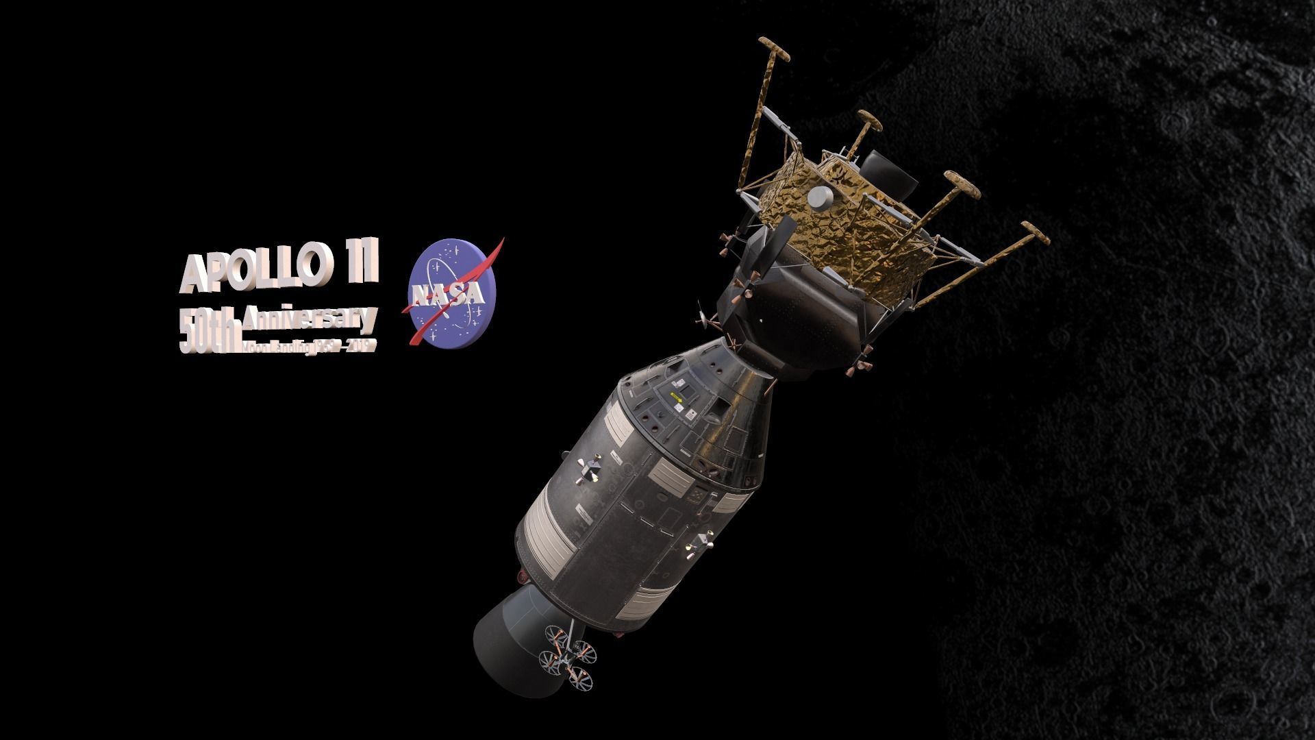 3D model Apollo command Service module and Lunar Module VR / AR / low ...