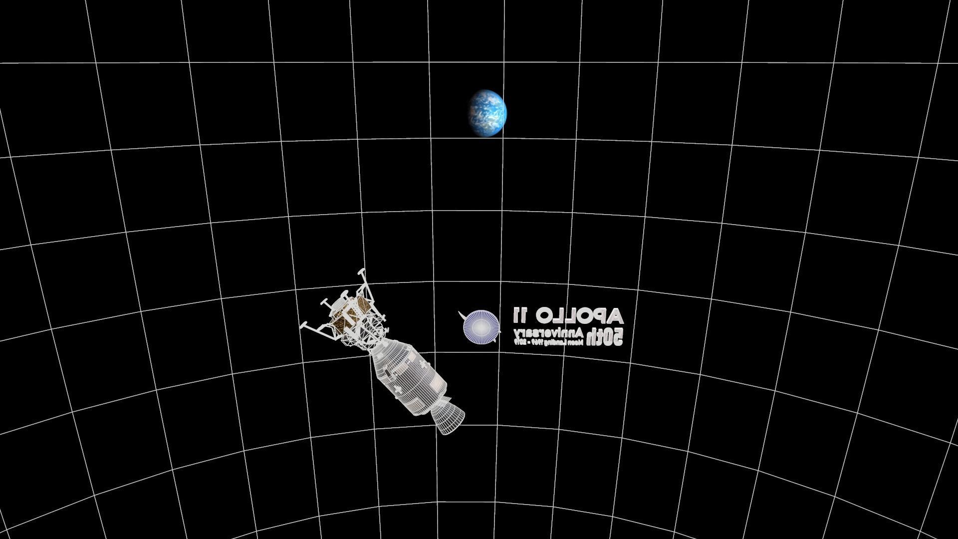 Apollo command Service module and Lunar Module  Low-poly 3D model_10