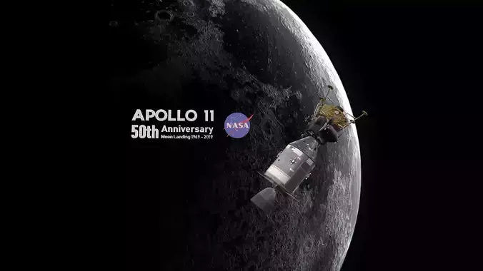 Apollo command Service module and Lunar Module  Low-poly 3D model