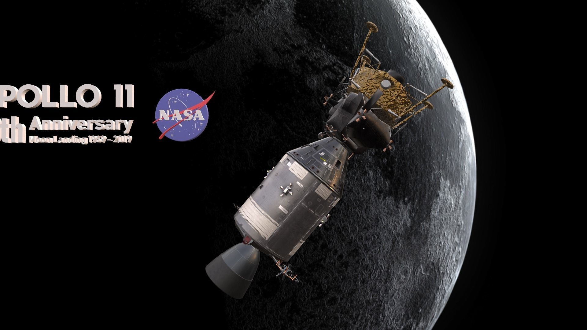 3D model Apollo command Service module and Lunar Module VR / AR / low ...