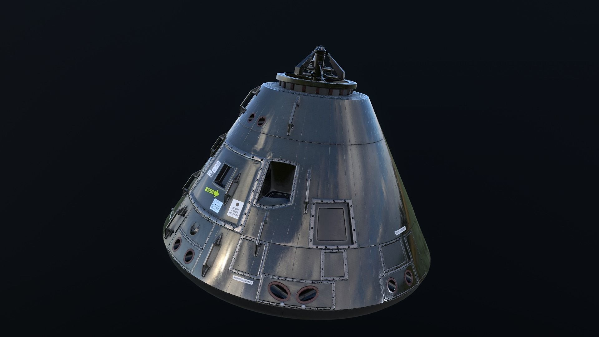 Apollo command Service module and Lunar Module  Low-poly 3D model_20