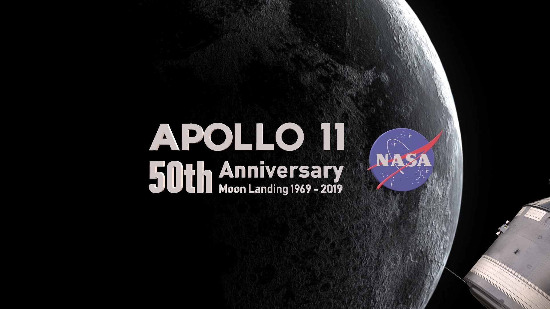 Apollo command Service module and Lunar Module  Low-poly 3D model_4