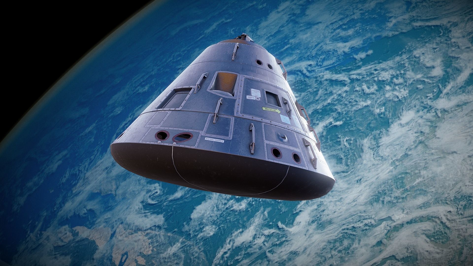 Apollo command Service module and Lunar Module  Low-poly 3D model_11