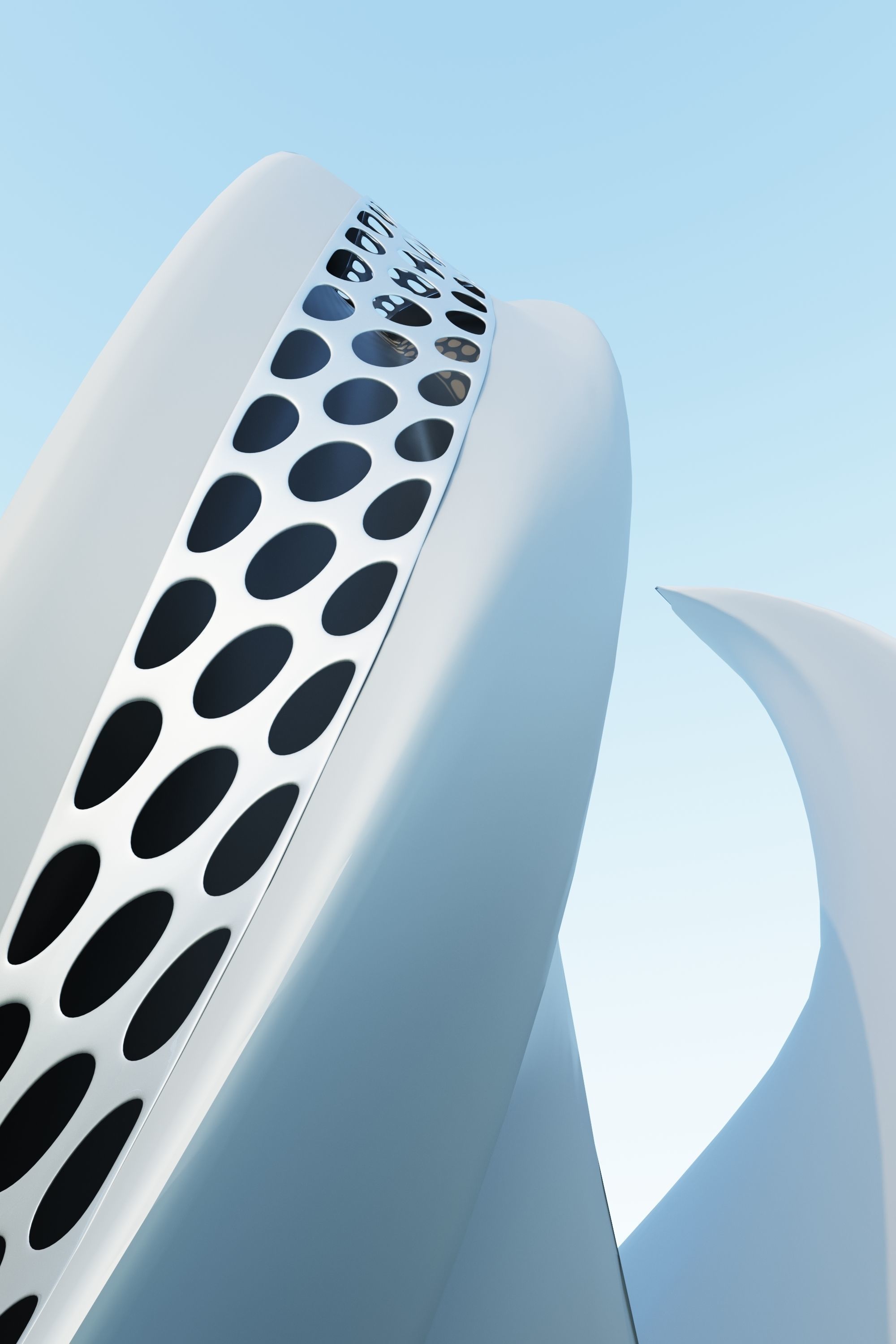 Hotel futuristic building with curves 3D model_5