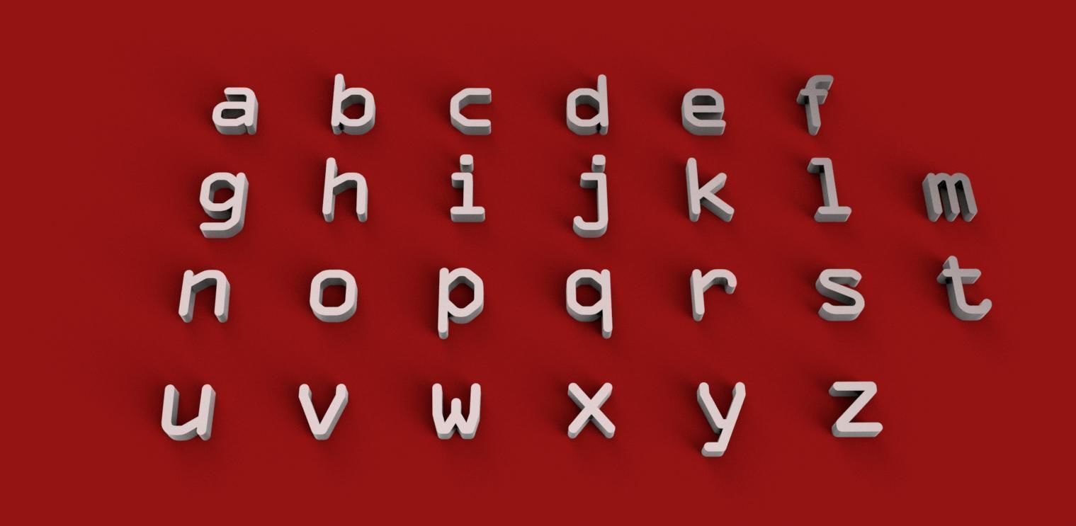 OCRA font uppercase and lowercase 3D letters STL file  3D print model_1