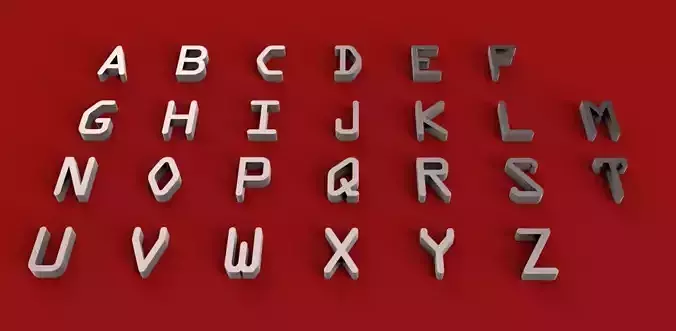 OCRA font uppercase and lowercase 3D letters STL file 