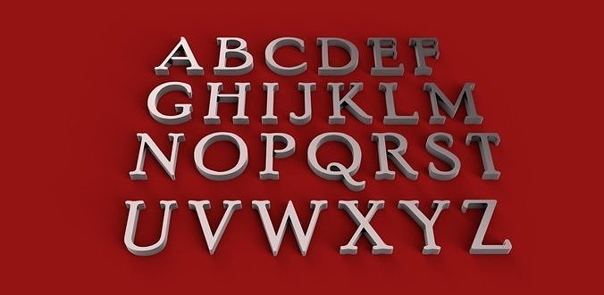 POOR RICHARD font uppercase and lowercase 3D letters STL file  3D print model