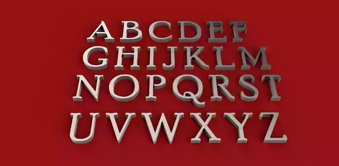 POOR RICHARD font uppercase and lowercase 3D letters STL file 