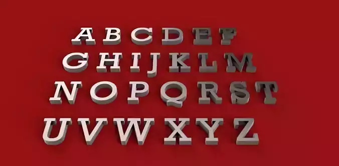 ROCKWELL font uppercase and lowercase 3D letters STL file  3D print model