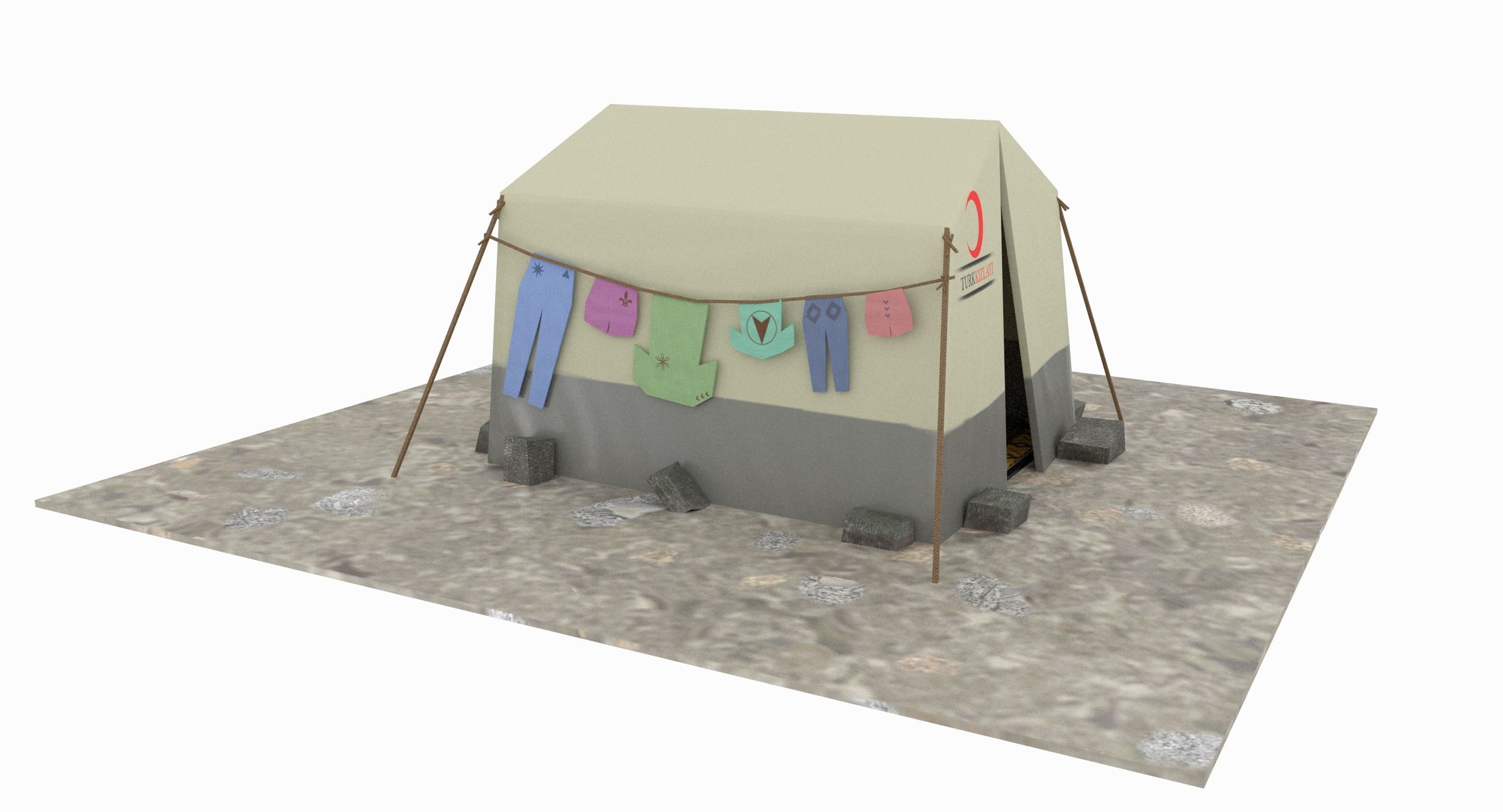 SyrianTentCityPart01 tent Low-poly 3D model_8