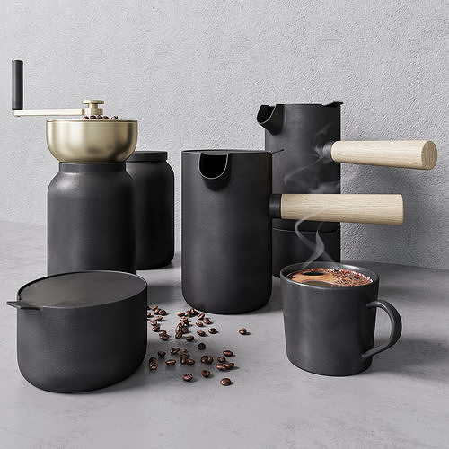 Coffee set grinder - gold 3D model