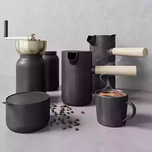 Coffee set grinder - gold 3D model