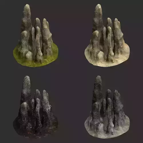 Stalagmites rock formation with grass on top Free 3D model