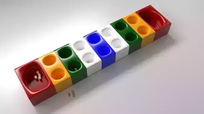 Modern Congkak with Marbles 3D model