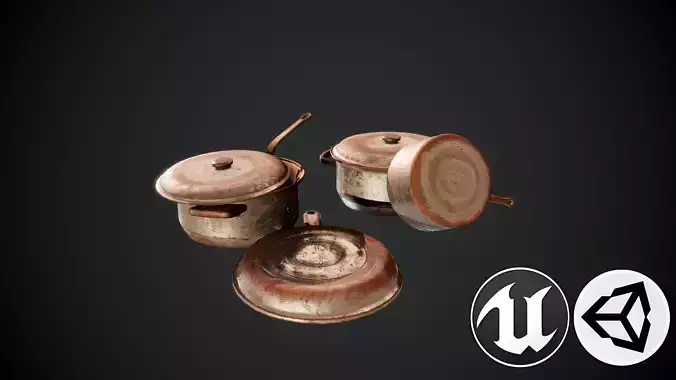Kitchen Dishes Low-poly 3D model