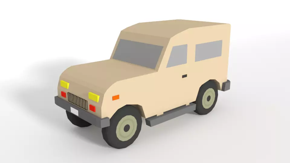 Low Poly Cartoon Jeep Car Low-poly 3D model