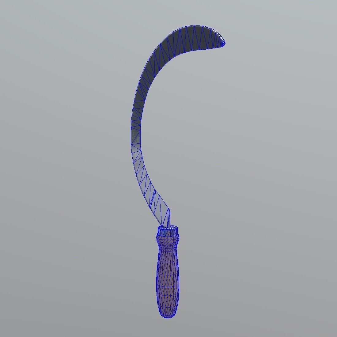 Sickle knife with wooden handle Low-poly 3D model_7