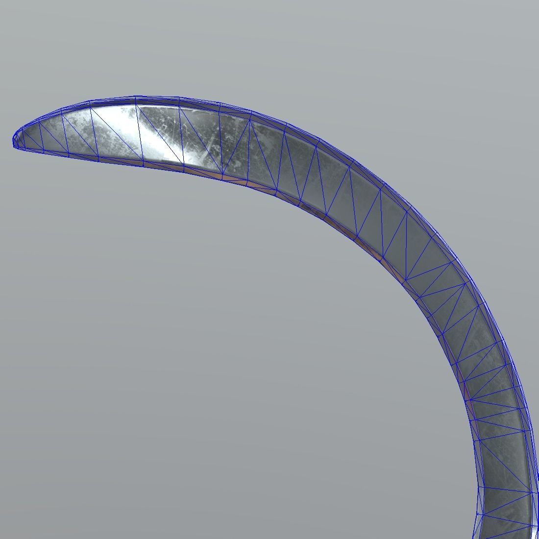 Sickle knife with wooden handle Low-poly 3D model_9